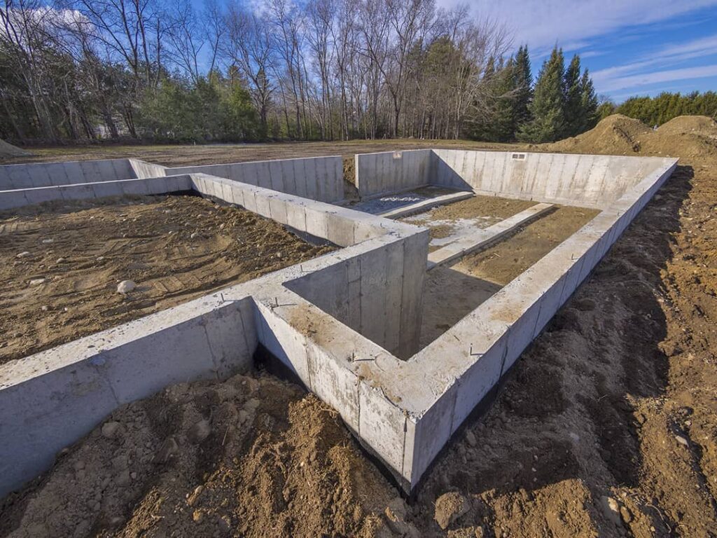 Finished eight feet deep basement concrete foundation for house
